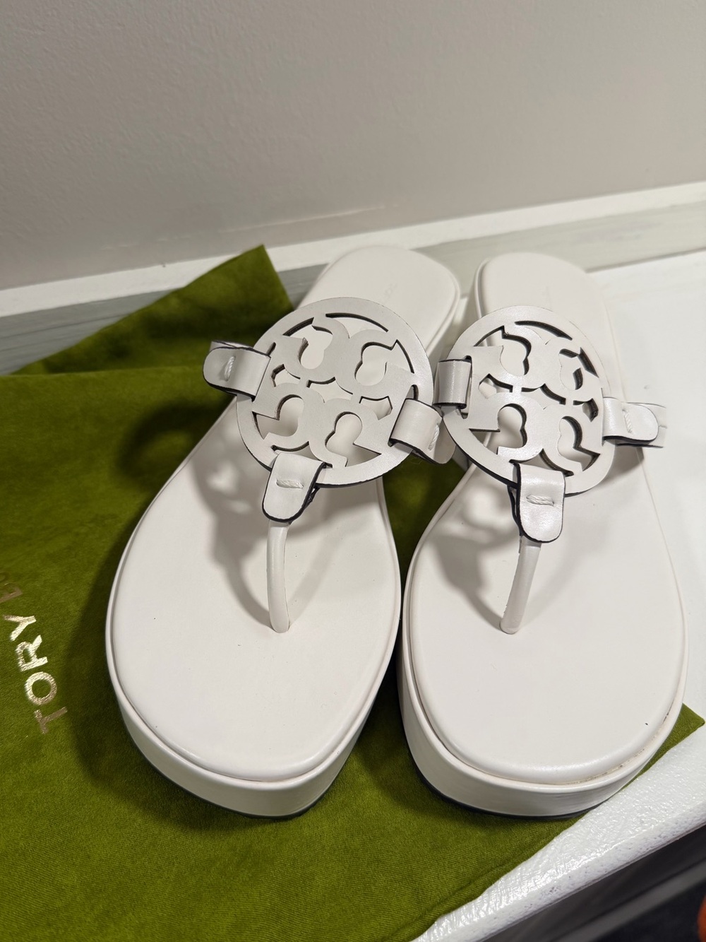 Tory Burch White Miller Platform Sandals